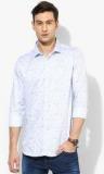 Code By Lifestyle Blue Printed Slim Fit Casual Shirt Men