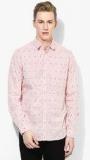 Code By Lifestyle Pink Striped Slim Fit Casual Shirt Men