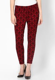 Code Checks Red Legging Women