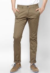 Code Olive Slim Fit Casual Trouser Men