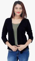 Colornext Black Solid Shrug Women