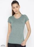 Columbia Grey Melange Solid Round Neck T Shirt Women