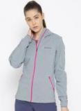 Columbia Grey Solid Lightweight Open Front Jacket Women