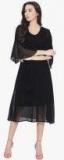 Cottinfab Black Solid Round Neck Dress women