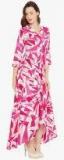 Cottinfab Pink Printed Maxi Dress Women