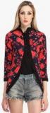 Cottinfab Red Printed Summer Jacket Women