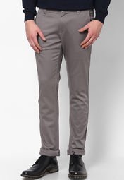 Cotton County Premium Solid Light Grey Chinos Men