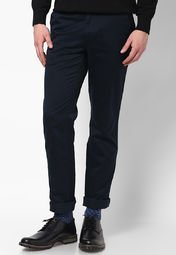 Cotton County Premium Solid Navy Blue Chinos Men