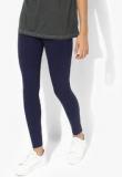 Cover Story Navy Blue Solid Leggings women