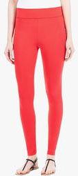 Covo Red Solid Leggings Women