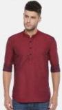 Cross Court Maroon Solid Straight Kurta Men