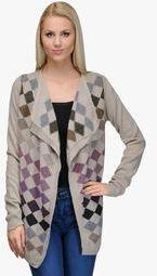 Curvy Q Beige Printed Shrug Women