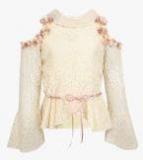 Cutecumber Beige Self Design Party Top Girls