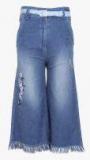 Cutecumber Blue Straight Fit Mid Rise Clean Look Jeans Girls