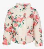 Cutecumber Cream Printed Quilted Jacket Girls