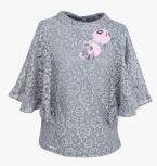 Cutecumber Grey Self Design Regular Top Girls