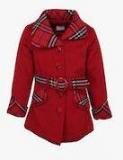 Cutecumber Red Solid Quilted Jacket Girls