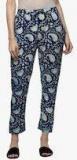 Darzaania Blue Printed Coloured Pants Women