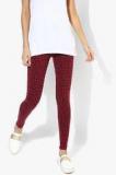 De Moza Maroon Printed Leggings Women