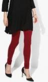 De Moza Maroon Solid Leggings Women