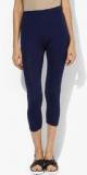 De Moza Navy Blue Solid Capri women