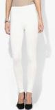 De Moza Off White Solid Leggings women