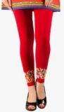 De Moza Red Printed Leggigns Women