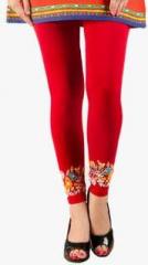 De Moza Red Printed Leggigns women