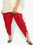 De Moza Red Solid Regular Fit Coloured Pant Women