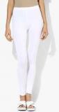 De Moza White Solid Leggings women