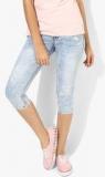 Deal Jeans Light Blue Printed Capri women