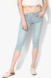 Deal Jeans Light Blue Solid Capri Women