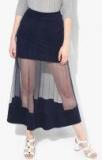 Deal Jeans Navy Blue Solid Flared Skirt women