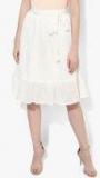 Deal Jeans Off White Self Design Flared Skirt women