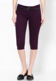 Deal Jeans Purple Solid 3/4Ths Women