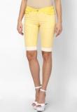 Deal Jeans Yellow Printed 3/4Ths Women