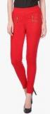 Deewa Red Solid Jeggings women