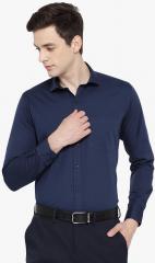 Dennison Navy Blue Solid Regular Fit Formal Shirt men