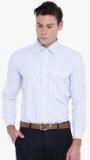 Dennison White Checked Regular Fit Formal Shirt Men