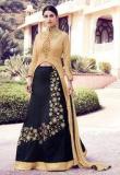 Desi Look Black Embroidered Dress Material women