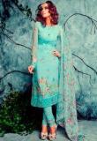 Desi Look Blue Embroidered Dress Material Women