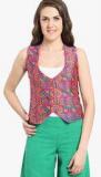 Desi Weaves Fuchsia Printed Vest Women