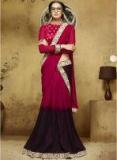 Desibutik Maroon Embroidered Saree Women