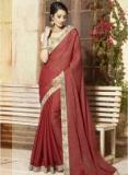 Desibutik Red Embroidered Saree Women