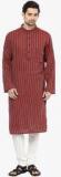 Design House Maroon Striped Kurta Men