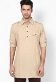 Design House Solid Beige Pathani Kurta Men