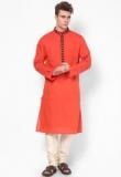 Design House Solid Orange Long Kurta Men