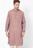 Design House Striped Orange Long Kurta Men