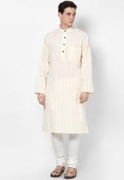 Design House Stripes Cream Kurta Men