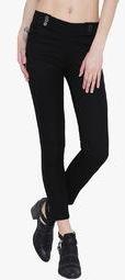 Devis Black Solid Jeggings Women